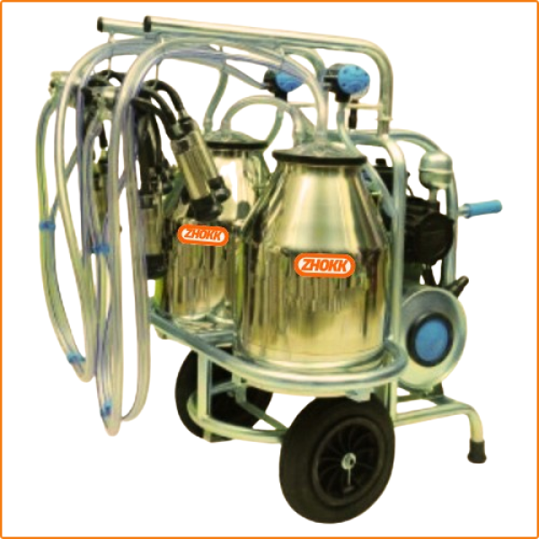 ZHOKK SINGLE PULSATOR DRY TYPE MILKING MACHINE, DOUBLE-BUCKET, MOBILE, COMPACT, SERIES KHOZH – 30