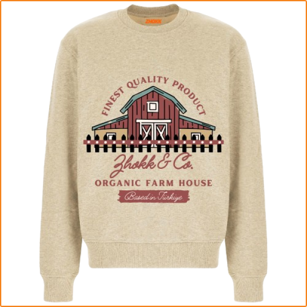 ZHOKK PREMIUM QUALITY SWEATSHIRT, SERIES ORGANIC FARM HOUSE