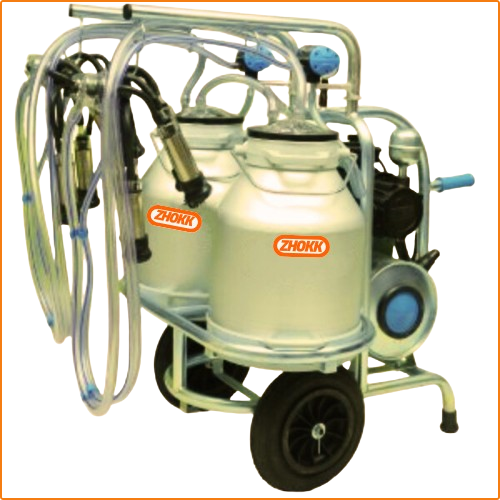 ZHOKK SINGLE PULSATOR DRY TYPE MILKING MACHINE, DOUBLE-BUCKET, MOBILE, COMPACT, SERIES KHOZH – 30